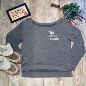 A&F, grey sweatshirt, crop, wide neck, comfy